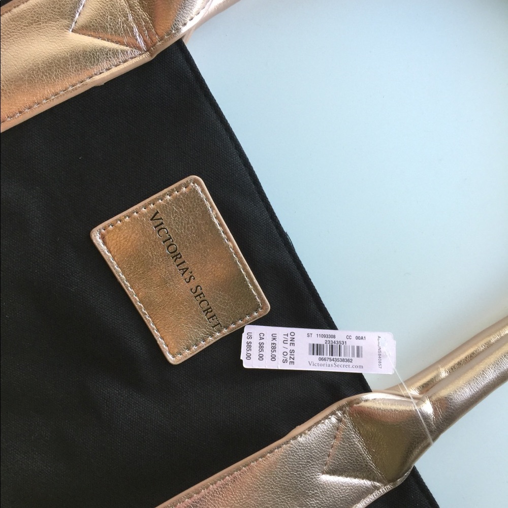 Victoria’s Secret black and rose gold bag